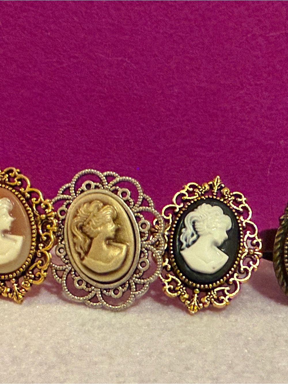 Set of 3 Vintage Cameo Statement Rings - portrait Cameo Design